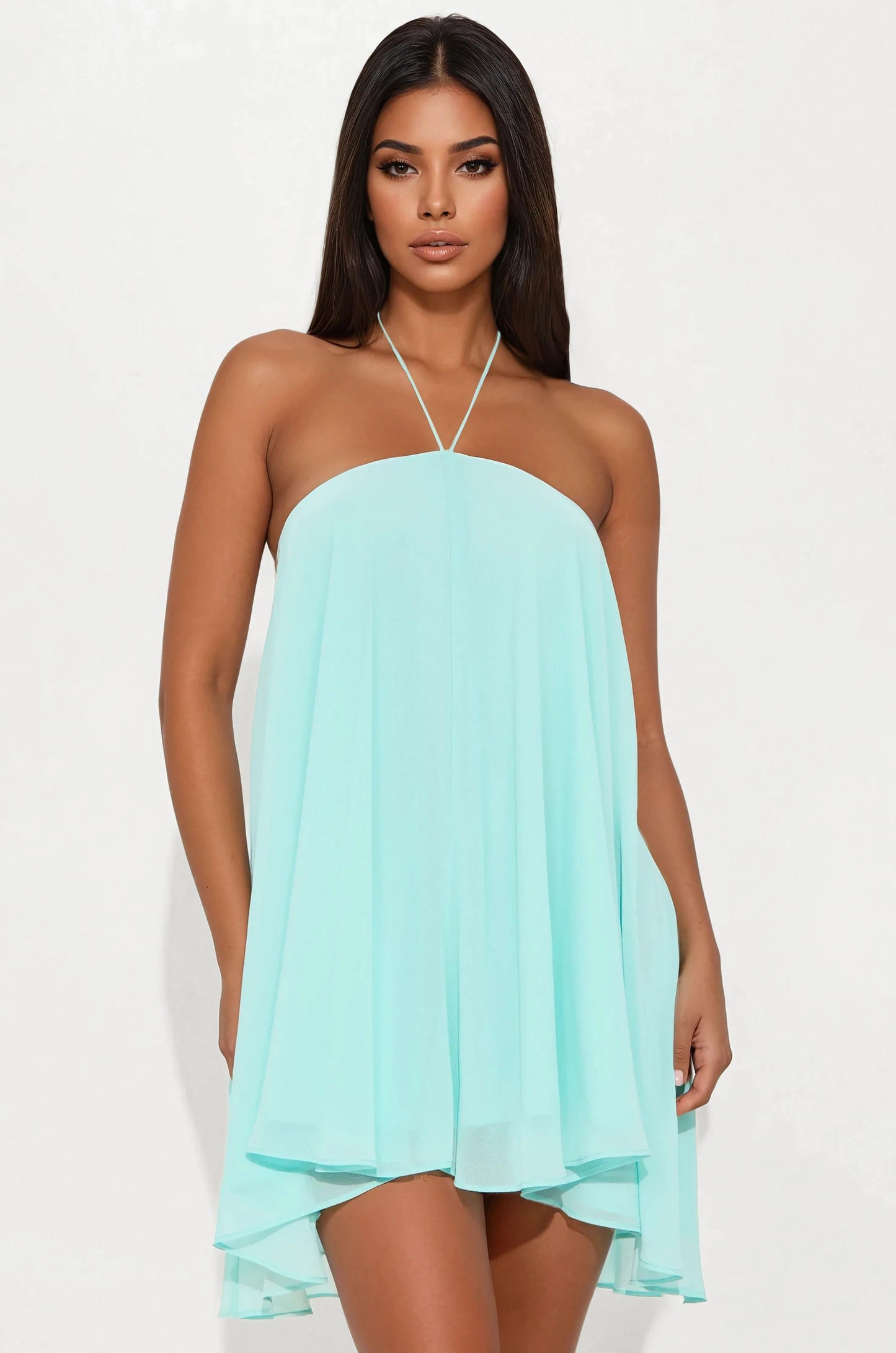 Chiffon Assimatrical  Mini Dress