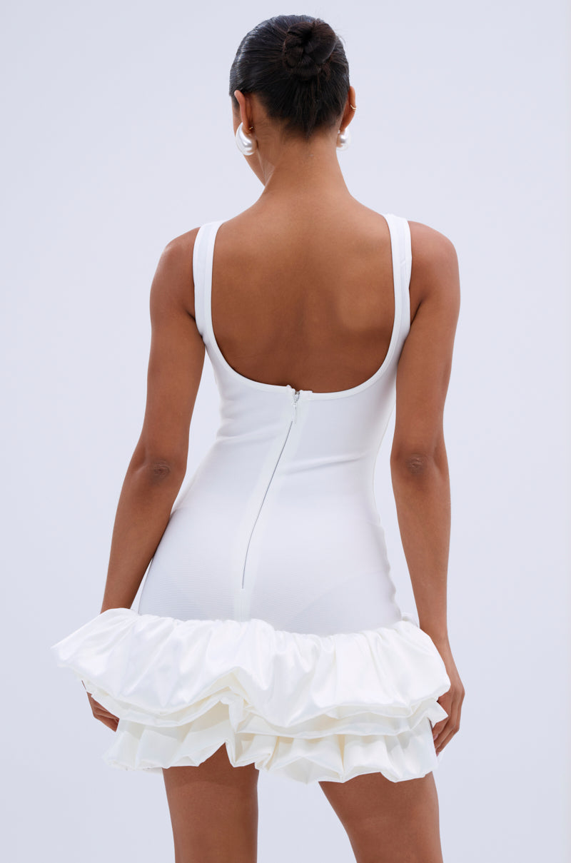 Rosette Ruffle Mini Dress