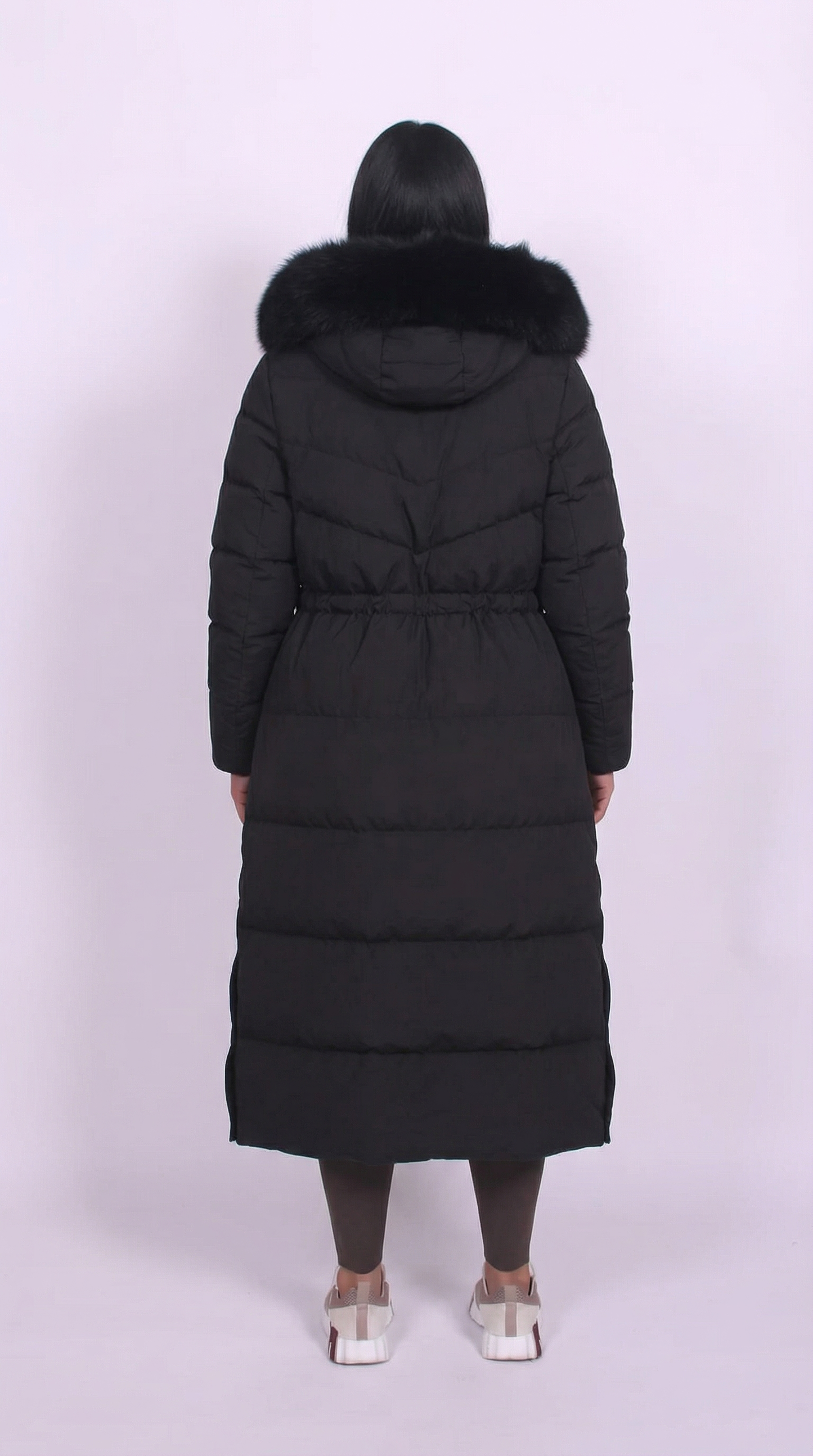 Fur Hooded Long Coat