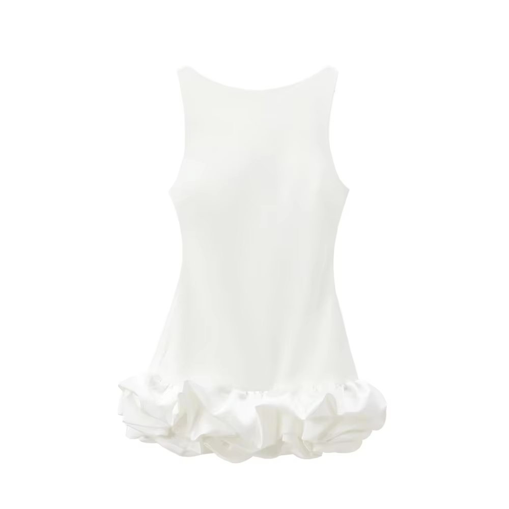 Rosette Ruffle Mini Dress