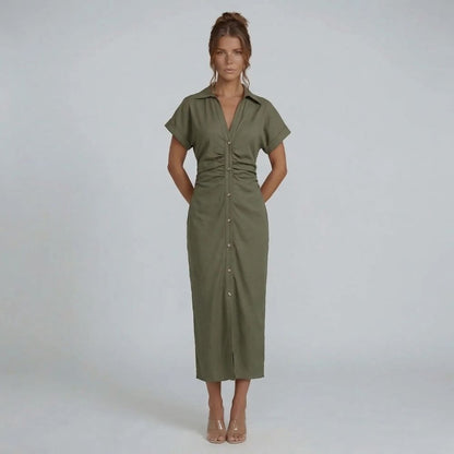 Cambria Button Midi Dress