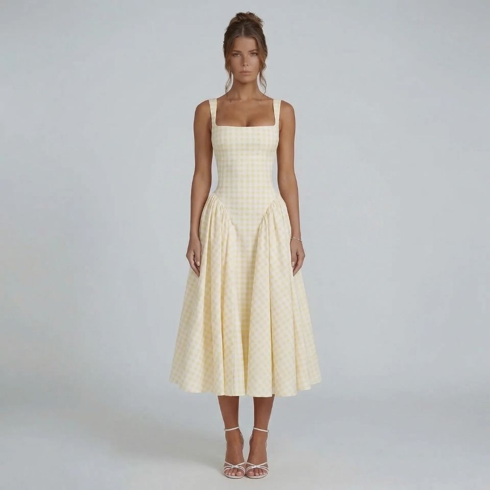 Viviana Gingham Midi Dress